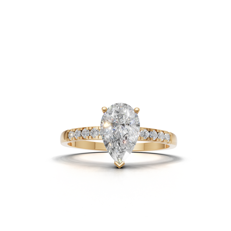 Pear Lab Grown Diamond Side Stone Ring