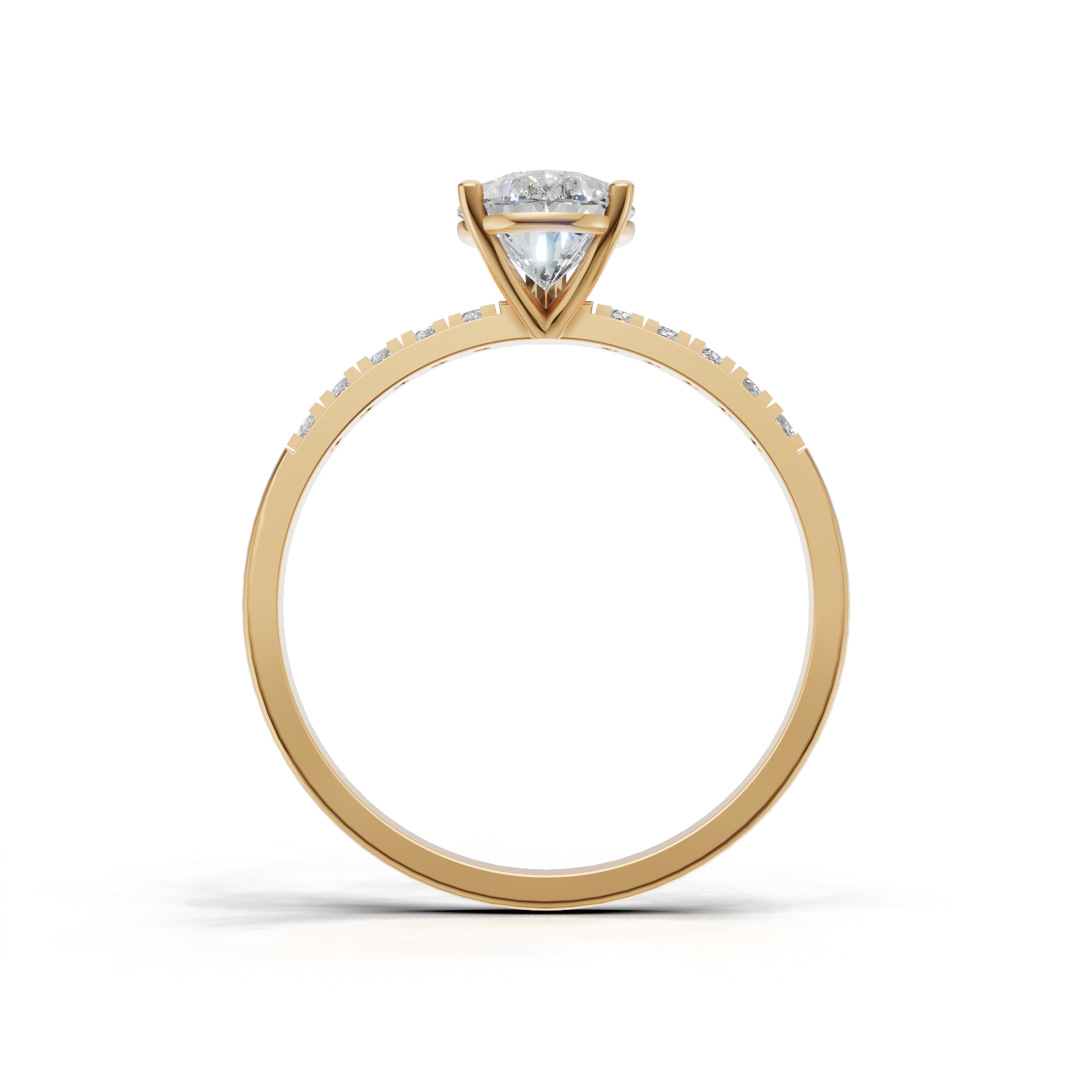 Ring Pear Side Dia K14 Yellow Gold 1ct