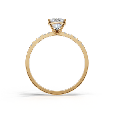 Ring Pear Side Dia K14 Yellow Gold 1ct