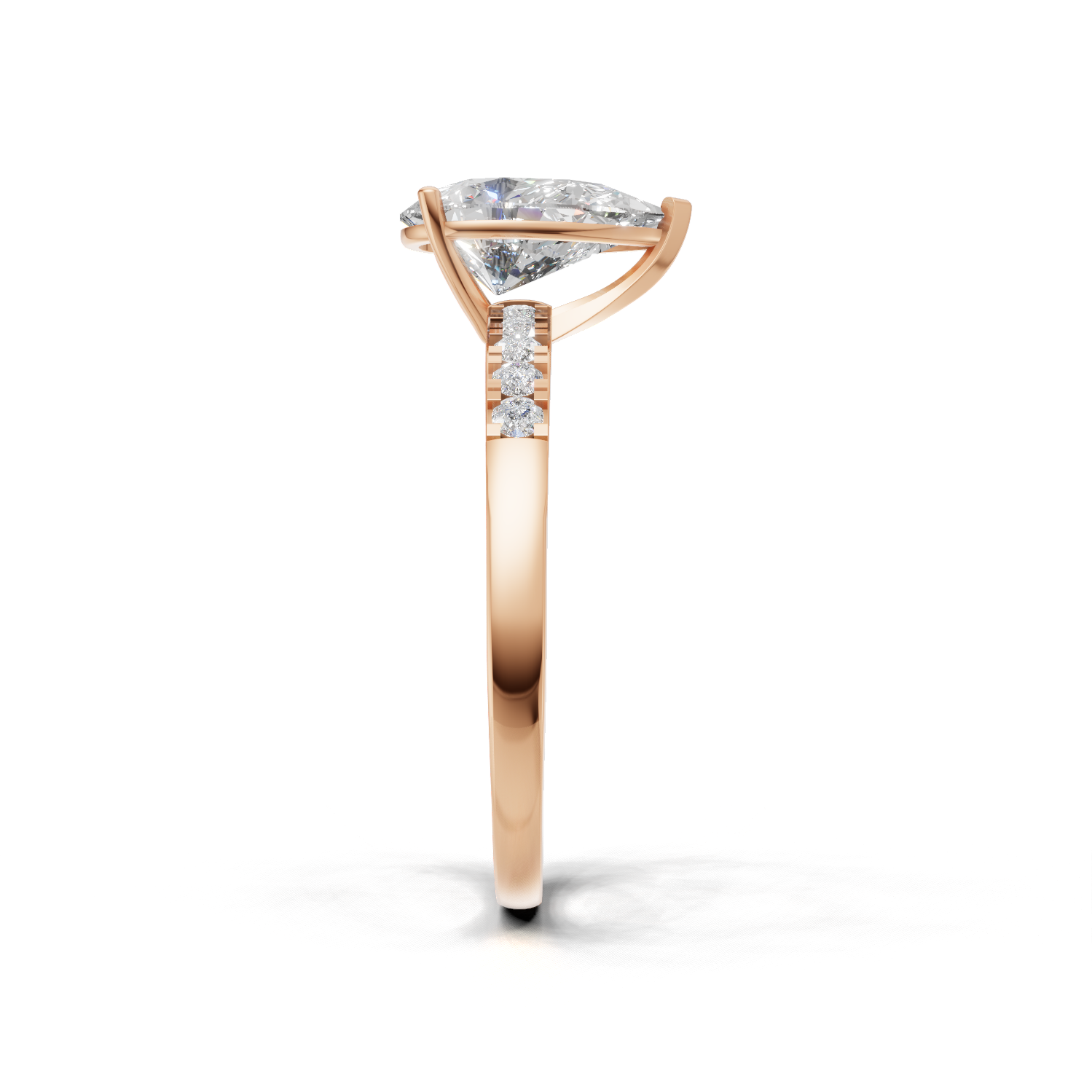 Ring Pear Side Dia K18 Pink Gold 1ct
