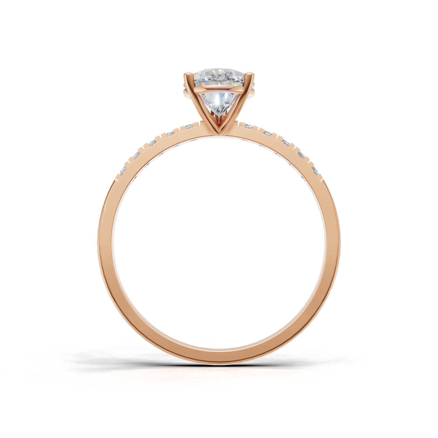 Ring Pear Side Dia K18 Pink Gold 1ct