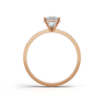 Ring Pear Side Dia K18 Pink Gold 1ct