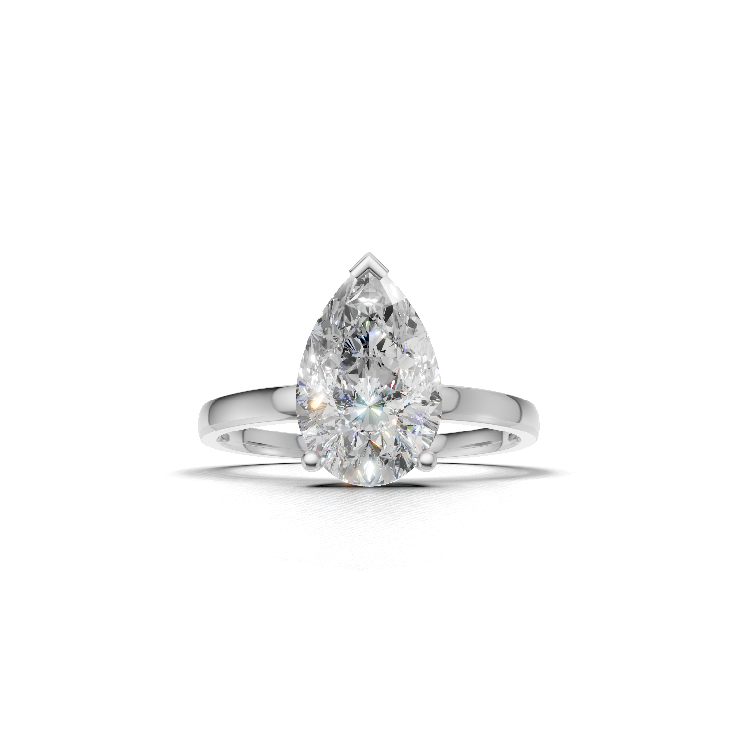 Ring Pear Solitaire 18k White Gold 2ct