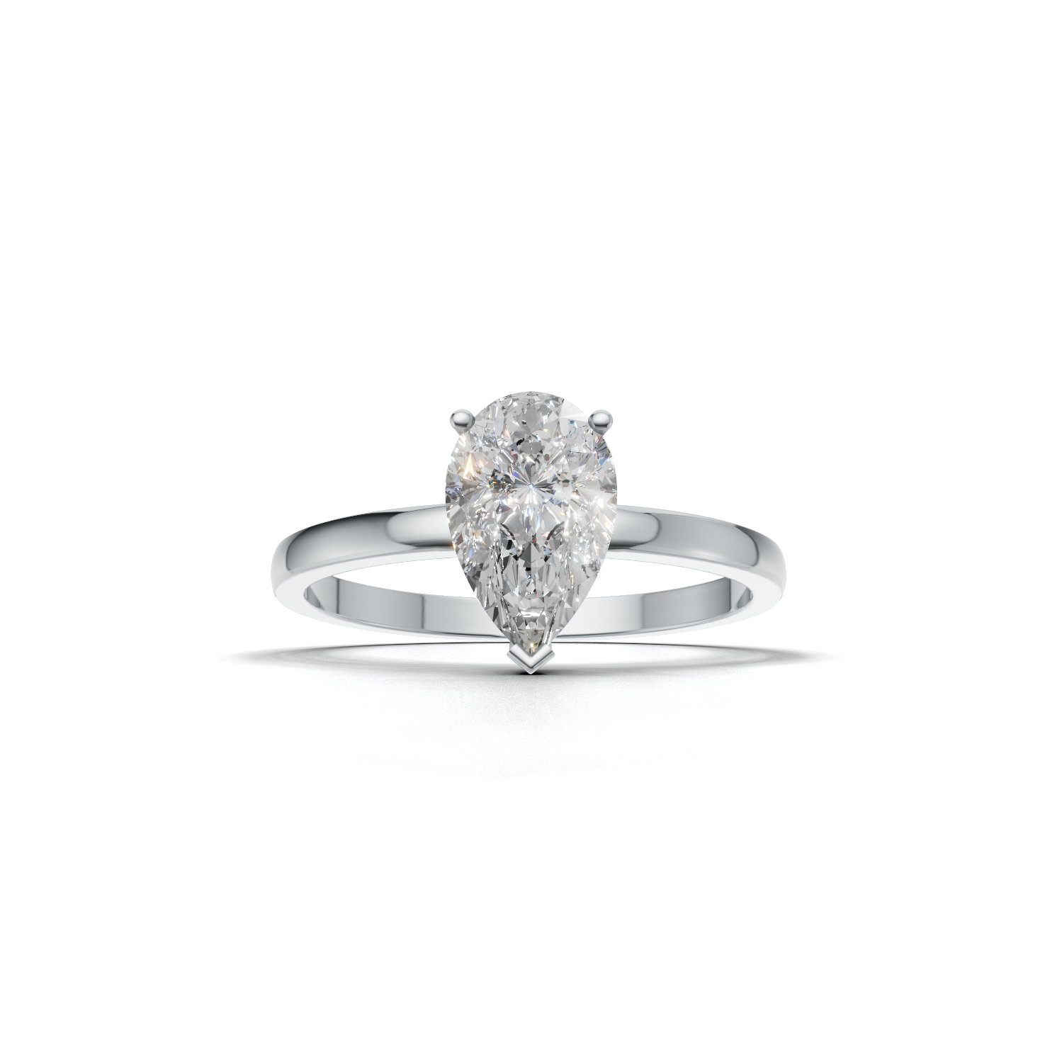 Ring Pear Solitaire K14 White Gold 1ct