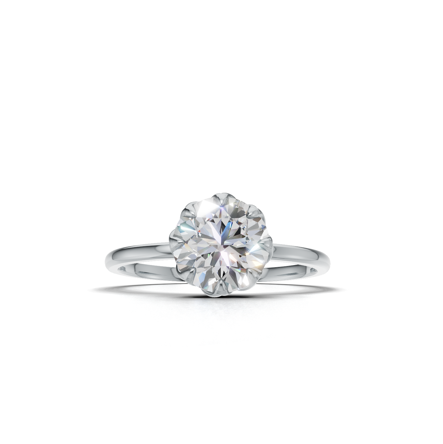 Portuguese Cut Lab Grown Diamond Solitaire Ring