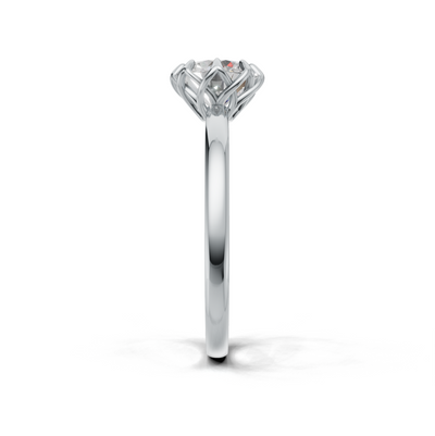 Portuguese Cut Ring Solitaire K14 White Gold 1ct
