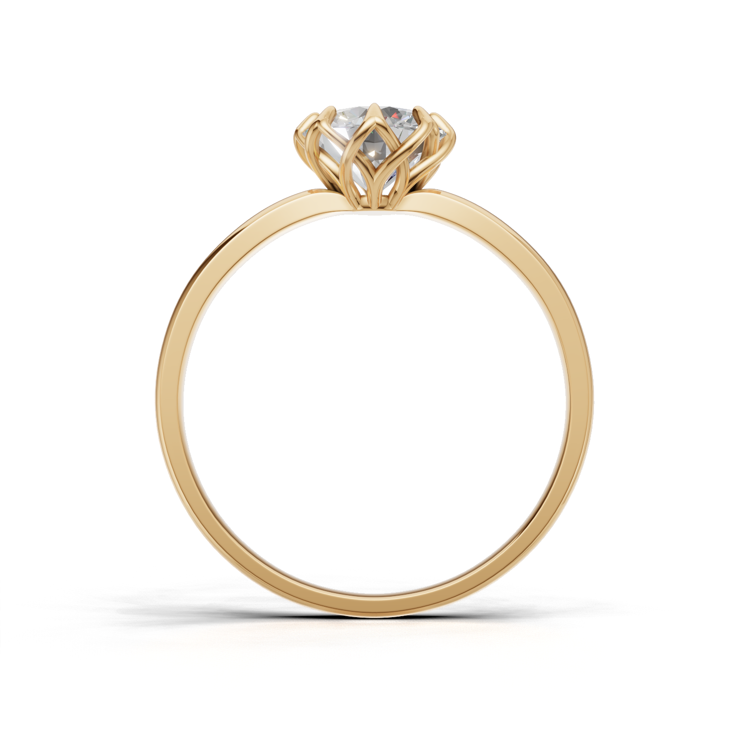 Portuguese Cut Ring Solitaire K14 Yellow Gold 1ct