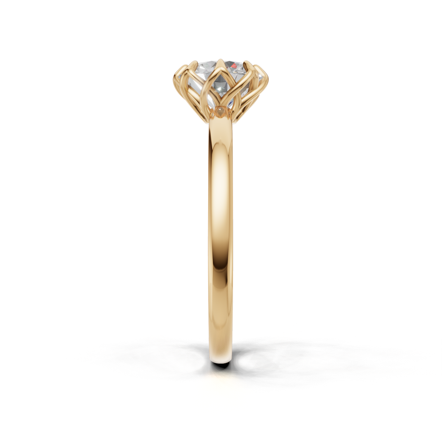 Portuguese Cut Ring Solitaire K14 Yellow Gold 1ct