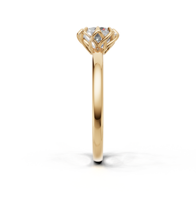 Portuguese Cut Ring Solitaire K14 Yellow Gold 1ct