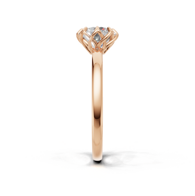 Portuguese Cut Ring Solitaire K18 Pink Gold 1ct