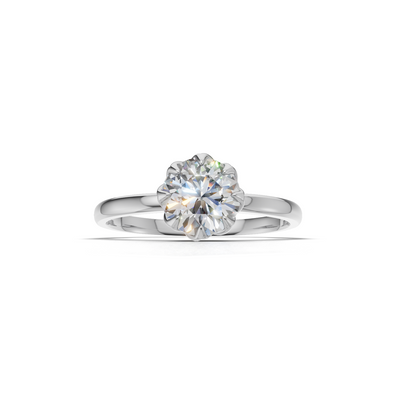 Portuguese Cut Ring Solitaire K18 White Gold 1ct