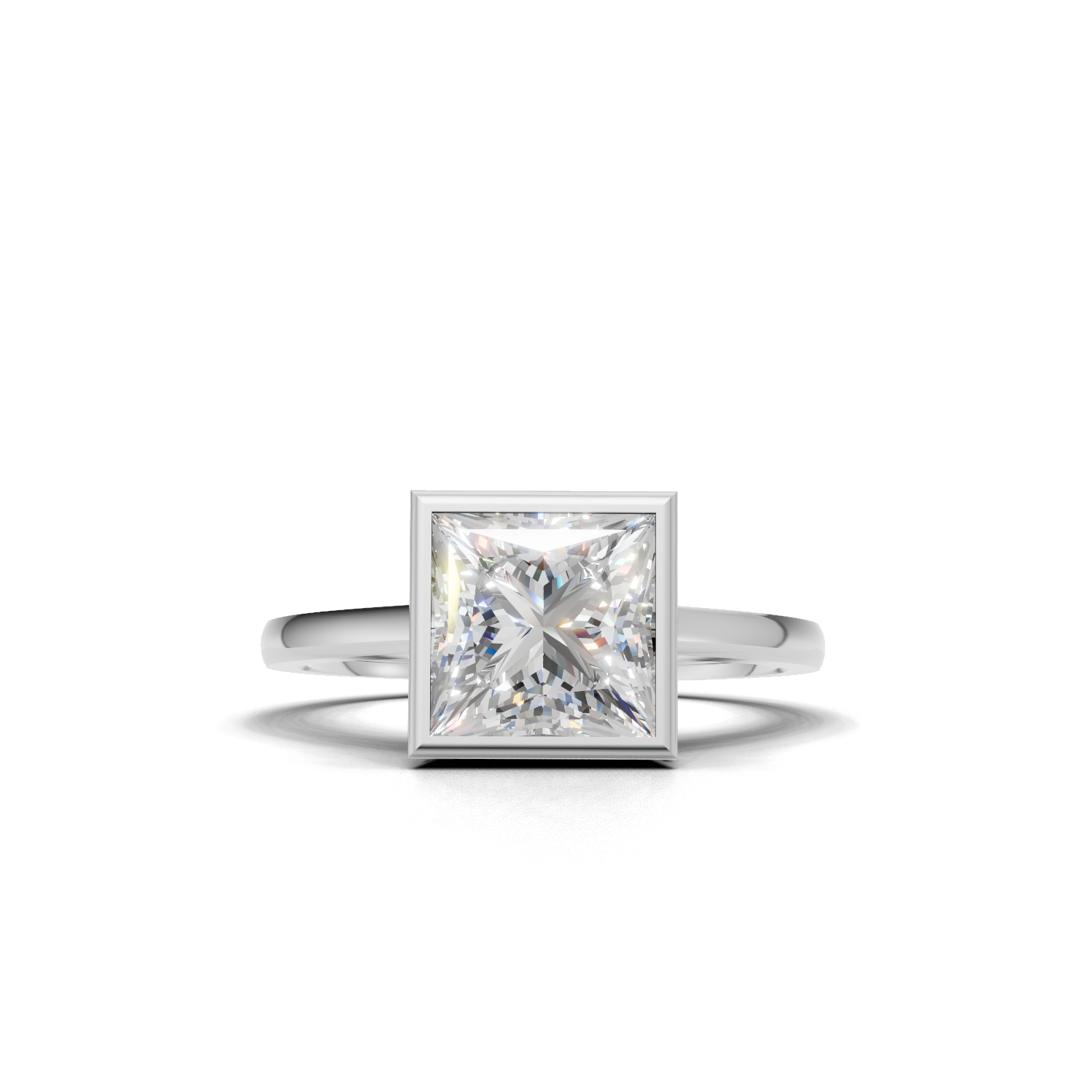 Ring Princess Bezel 18k White Gold 2ct