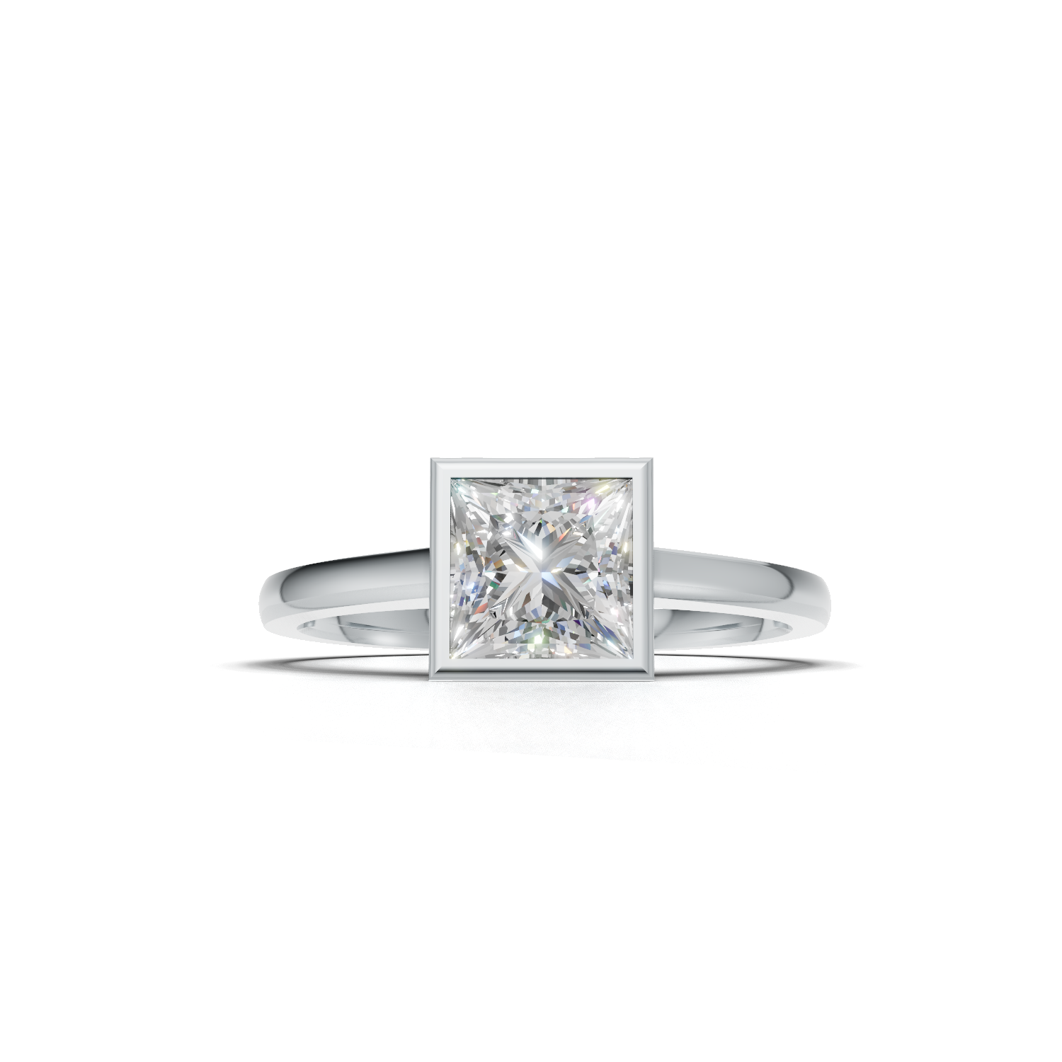 Ring Princess Bezel K14 White Gold 1ct