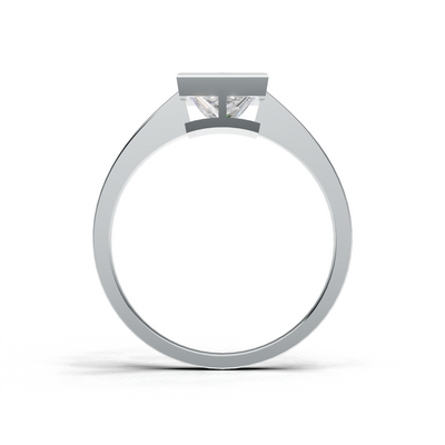 Ring Princess Bezel K14 White Gold 1ct