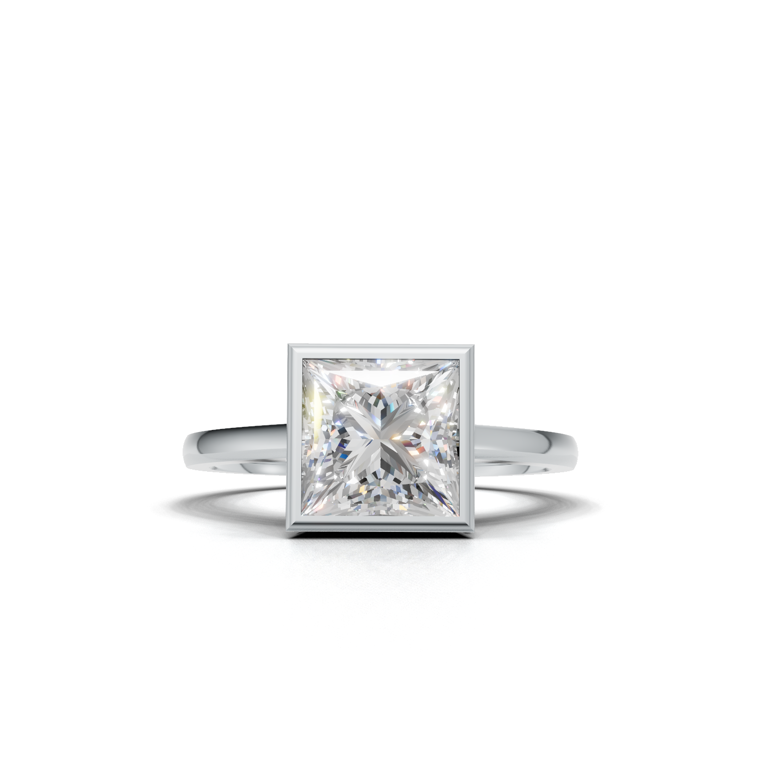 Ring Princess Bezel K14 White Gold 2ct