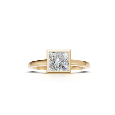 Ring Princess Bezel K14 Yellow Gold 1ct