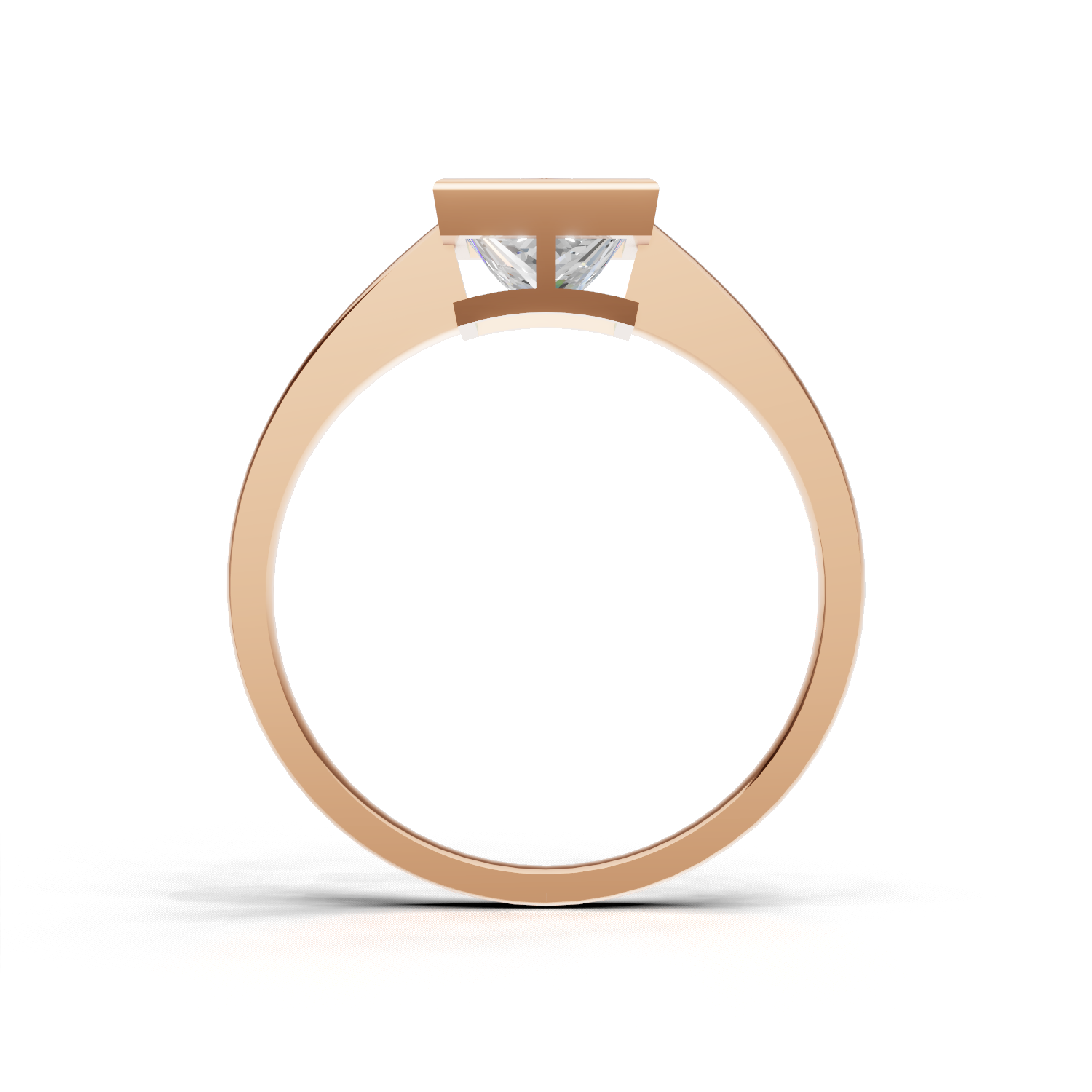 Ring Princess Bezel K18 Pink Gold 1ct