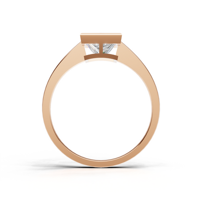 Ring Princess Bezel K18 Pink Gold 1ct