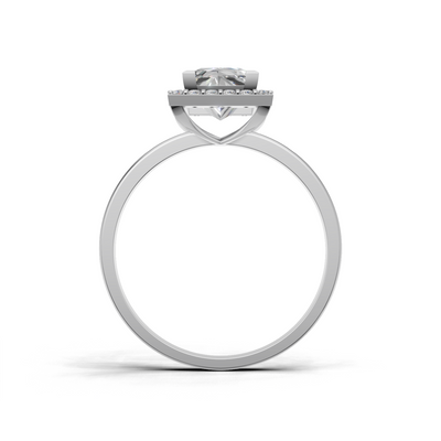 Ring Princess Halo 18k White Gold 1ct