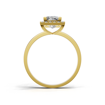 Ring Princess Halo 18k Yellow Gold 1ct