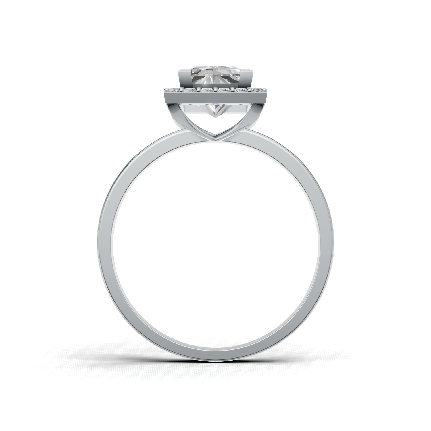Ring Princess Halo K14 White Gold 1ct