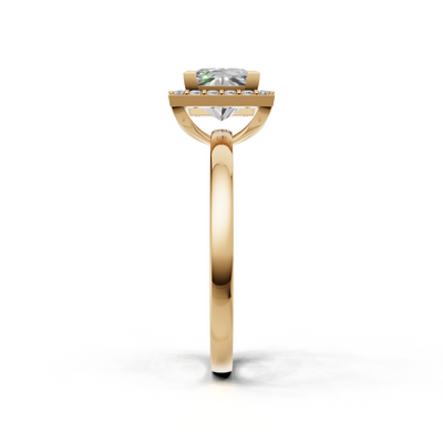 Ring Princess Halo K14 Yellow Gold 1ct