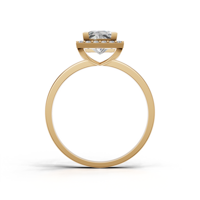 Ring Princess Halo K14 Yellow Gold 1ct