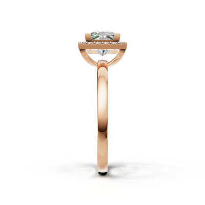 Ring Princess Halo K18 Pink Gold 1ct