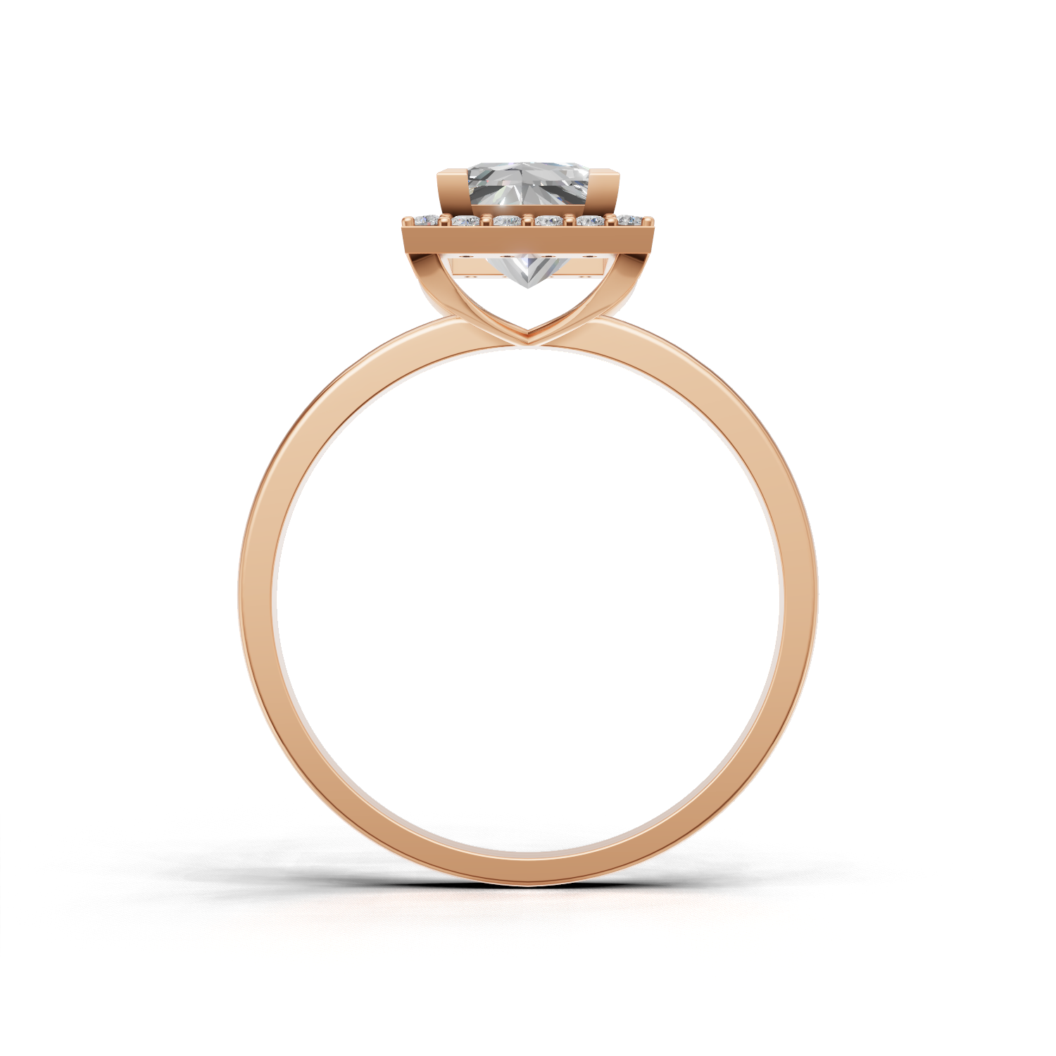 Ring Princess Halo K18 Pink Gold 1ct
