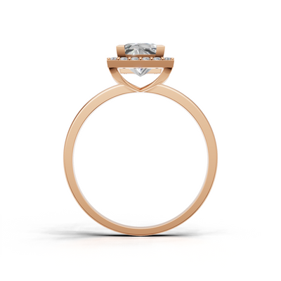 Ring Princess Halo K18 Pink Gold 1ct