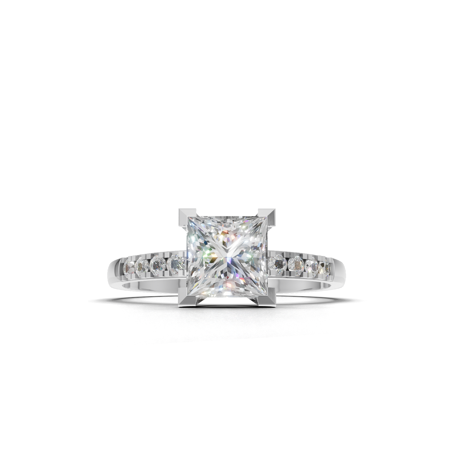 Ring Princess Side Dia 18k White Gold 1ct