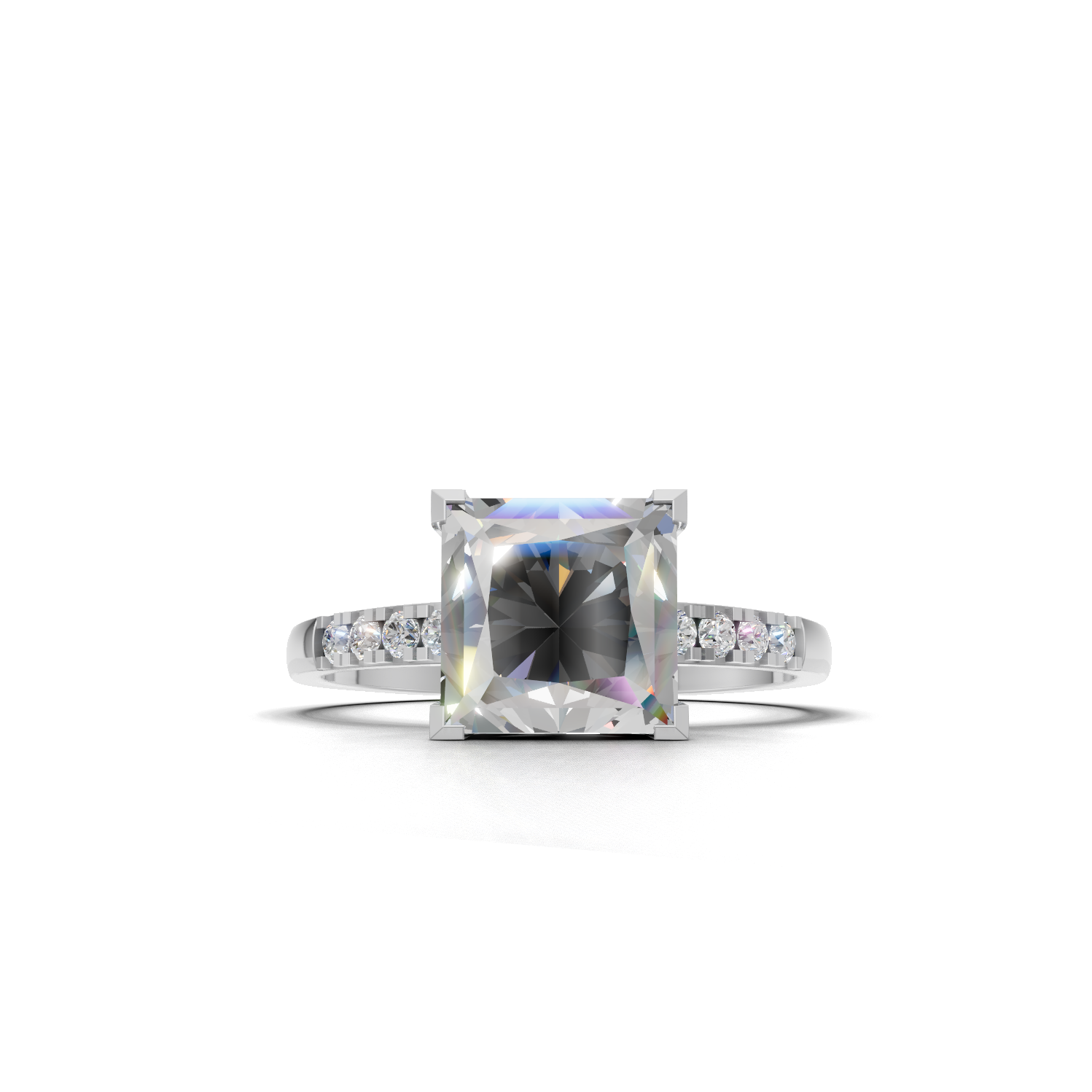 Ring Princess Side Dia 18k White Gold 2ct
