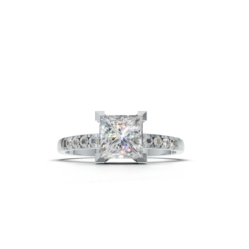 Princess Lab Grown Diamond Side Stone Ring