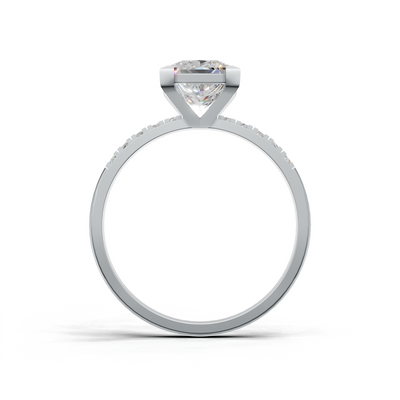 Ring Princess Side Dia K14 White Gold 1ct