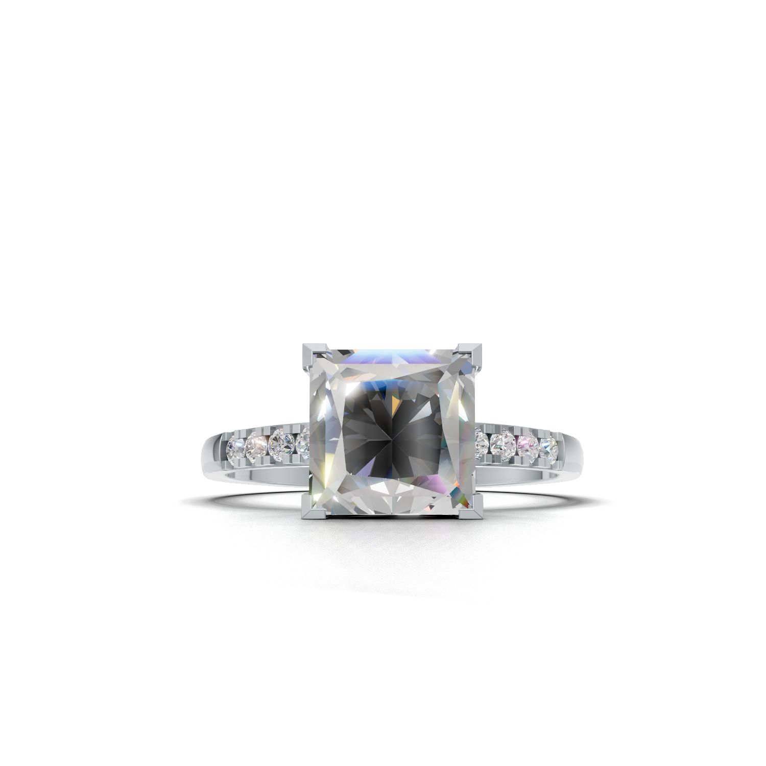 Ring Princess Side Dia K14 White Gold 2ct