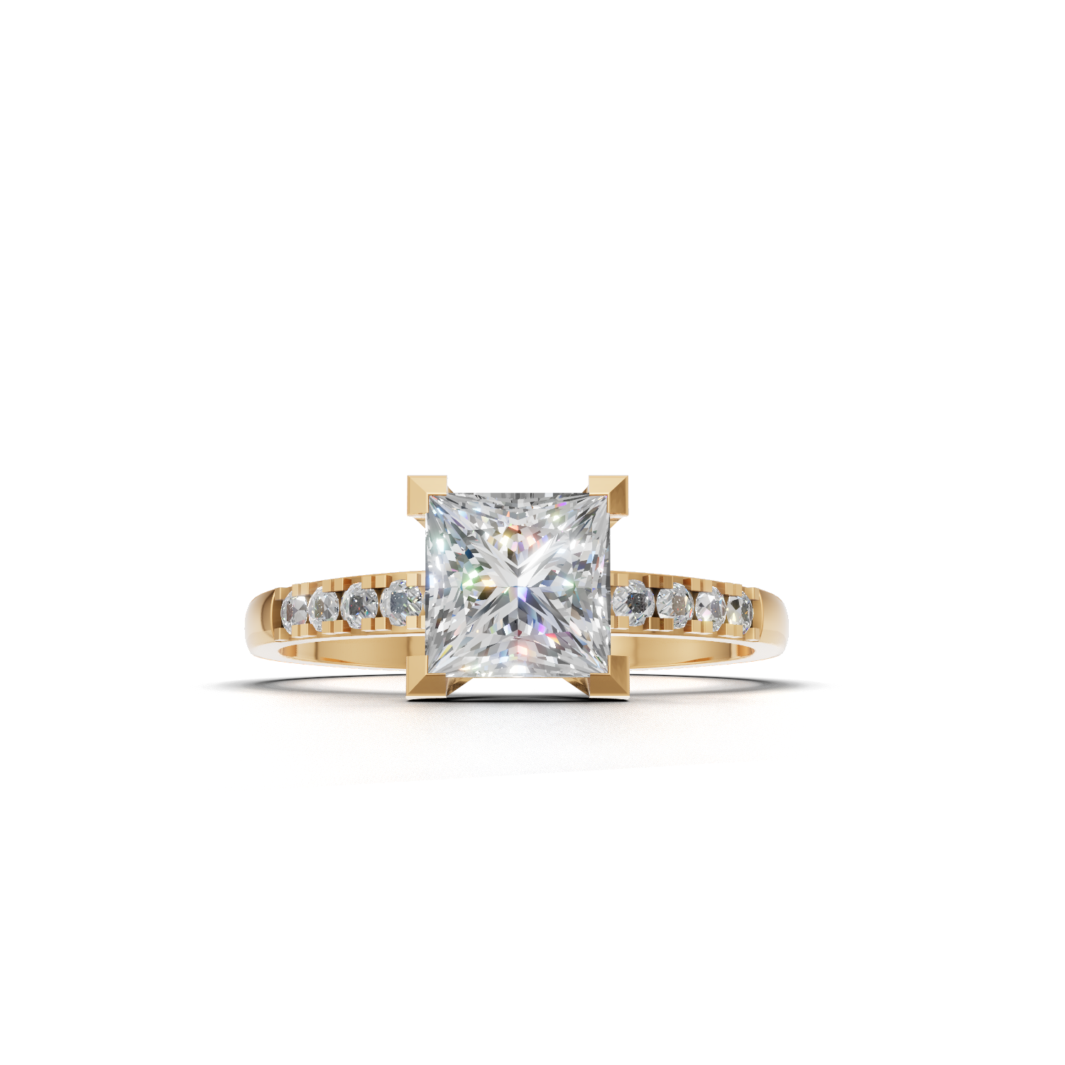 Ring Princess Side Dia K14 Yellow Gold 1ct