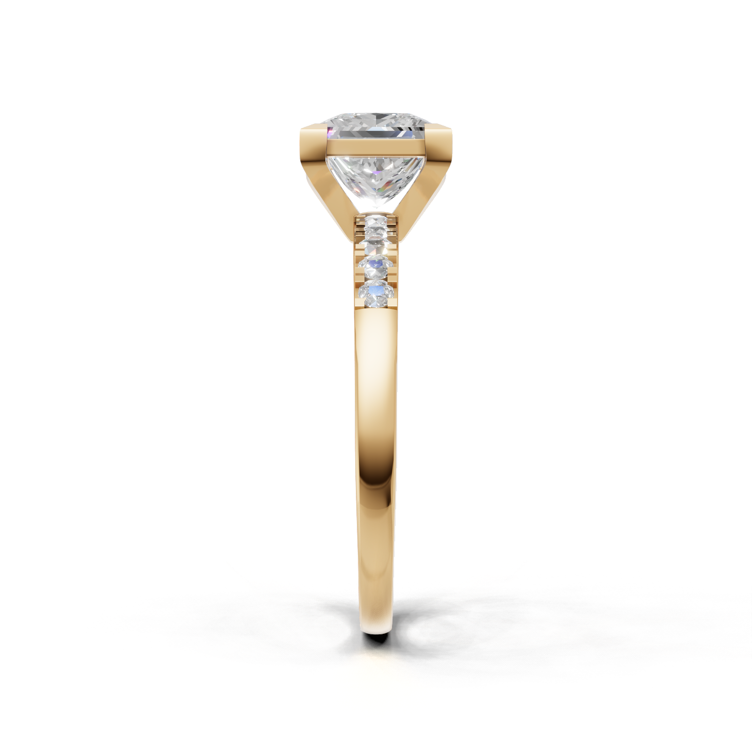 Ring Princess Side Dia K14 Yellow Gold 1ct