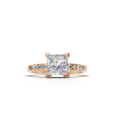 Ring Princess Side Dia K18 Pink Gold 1ct