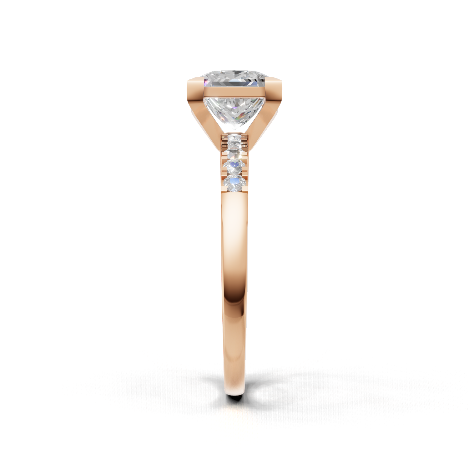 Ring Princess Side Dia K18 Pink Gold 1ct