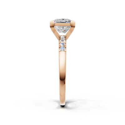 Ring Princess Side Dia K18 Pink Gold 1ct