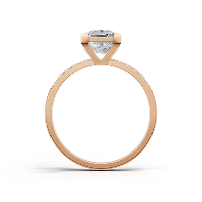 Ring Princess Side Dia K18 Pink Gold 1ct