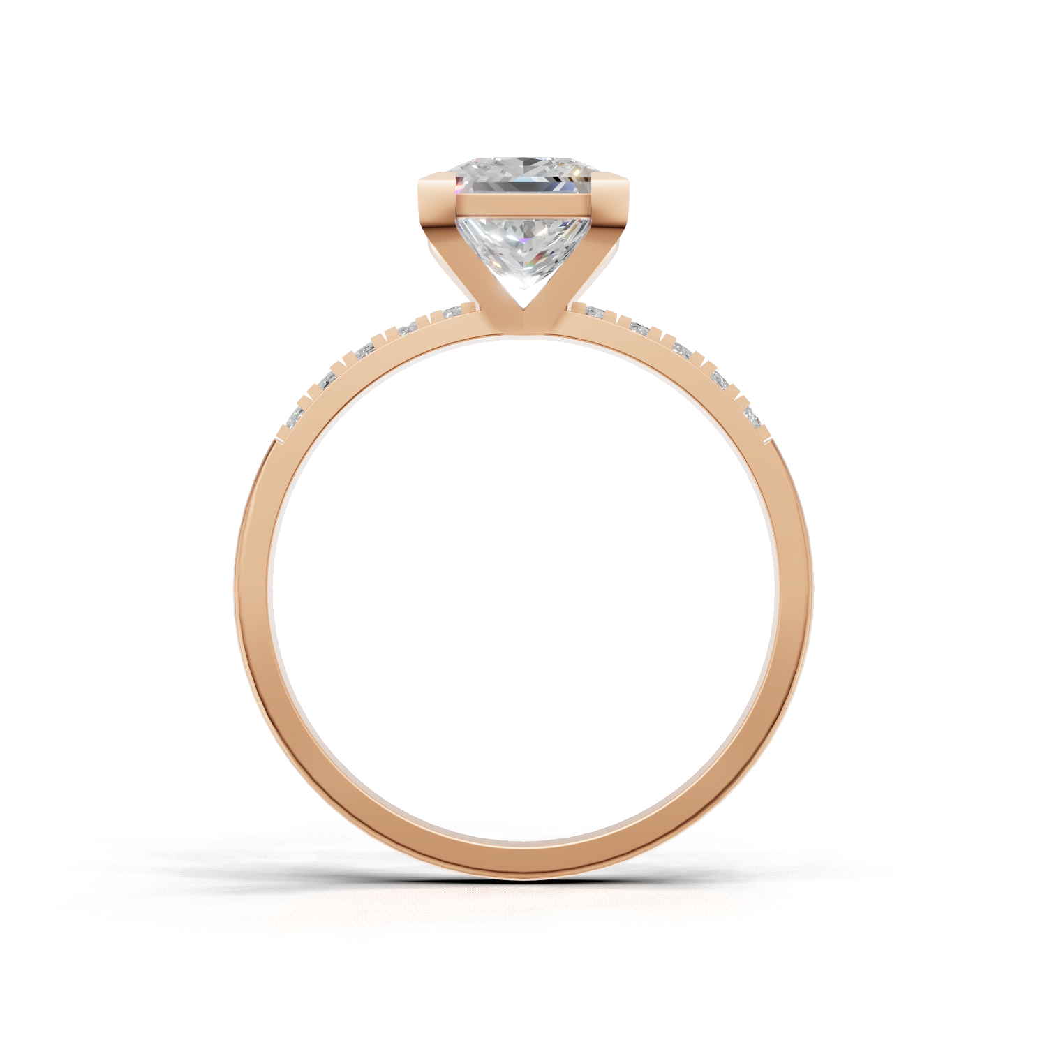 Ring Princess Side Dia K18 Pink Gold 1ct