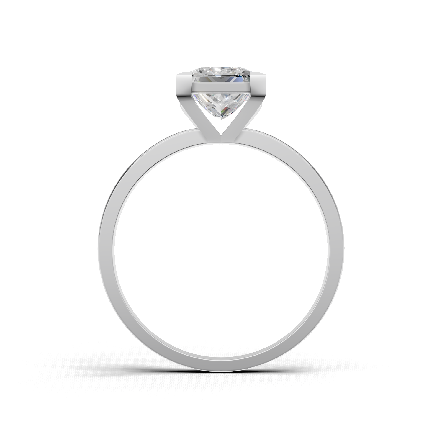 Ring Princess Solitaire 18k White Gold 1ct