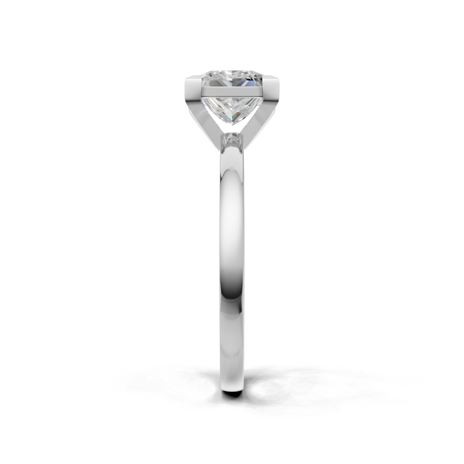 Ring Princess Solitaire 18k White Gold 1ct