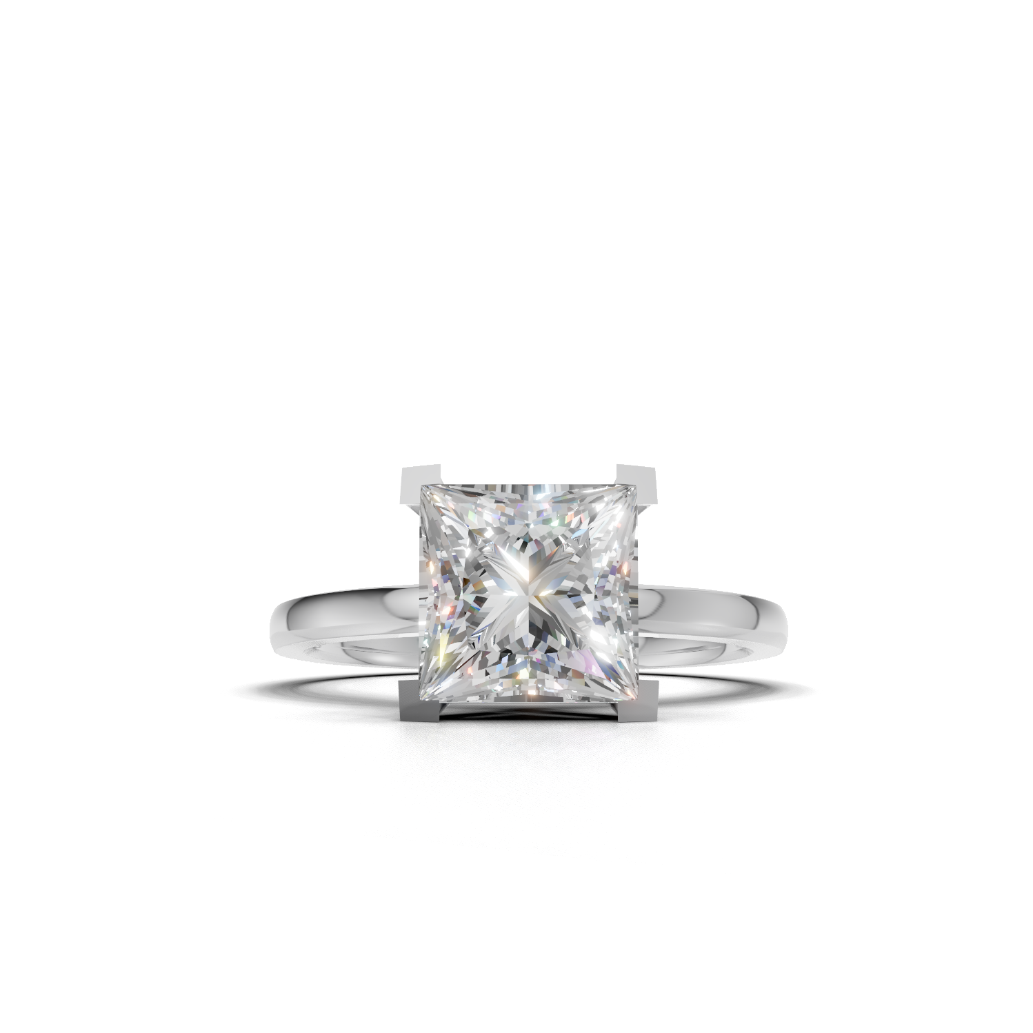 Ring Princess Solitaire 18k White Gold 2ct
