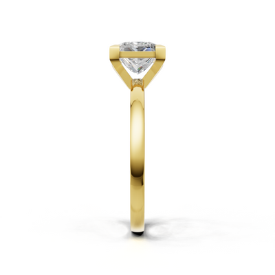 Ring Princess Solitaire 18k Yellow Gold 1ct