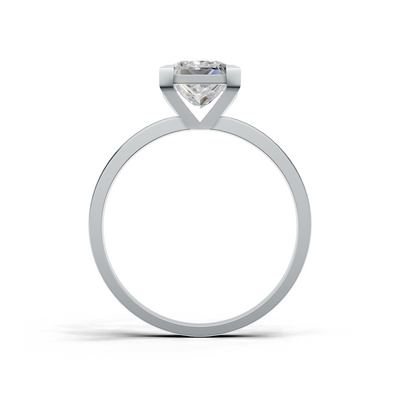 Ring Princess Solitaire K14 White Gold 1ct