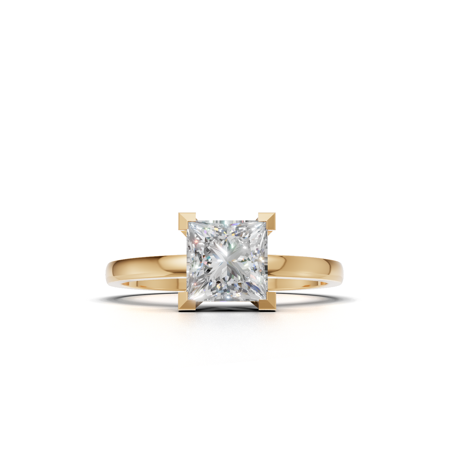 Ring Princess Solitaire K14 Yellow Gold 1ct