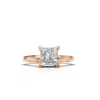 Ring Princess Solitaire K18 Pink Gold 1ct