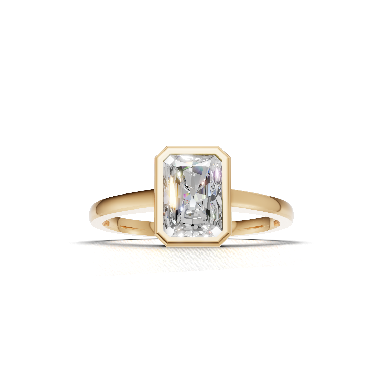 Ring Radiant Bezel K14 Yellow Gold 1ct